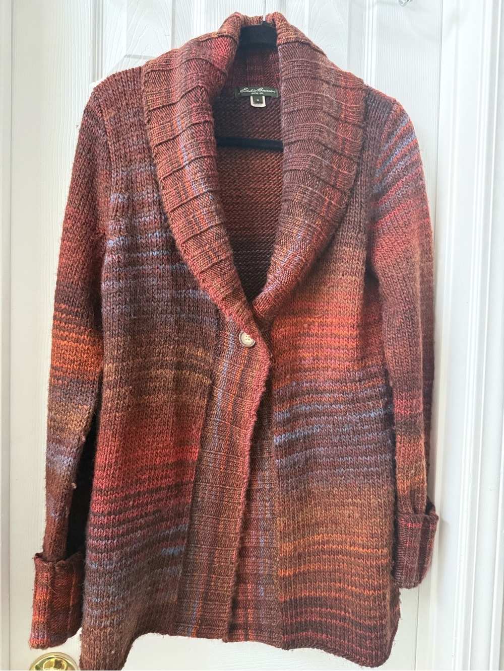 Eddie Bauer Rust and Brown Gradient Shawl-Collar Cardigan